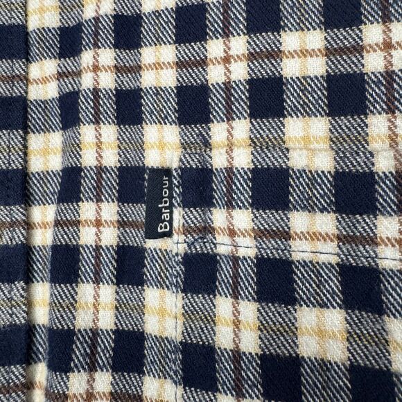 BARBOUR men's size large L Tailored Fit flannel plaid corduroy button shirt - Picture 10 of 12